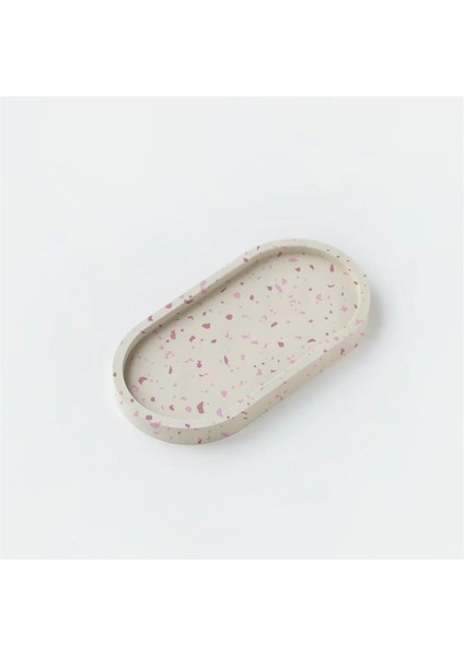 Tabby Design Terrazzo Desenli Beton Oval Dekoratif Sunumluk 2'li Set