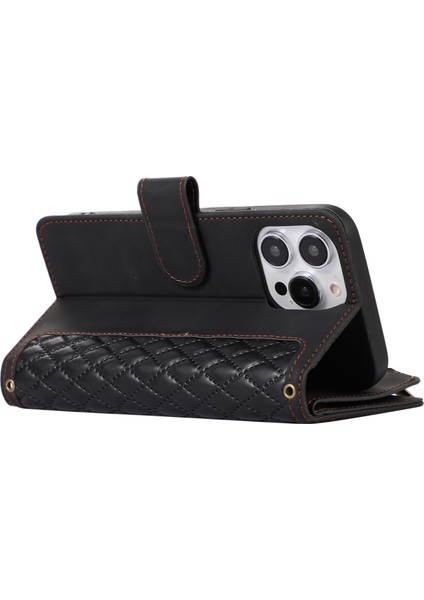 Iphone 12/12 Pro Telefon Kılıfı Zipper Cep Deri Koruyucu Kabuk Cüzdan Stand Telefon Kılıfı 9 Kart Yuvası Black (Yurt Dışından)