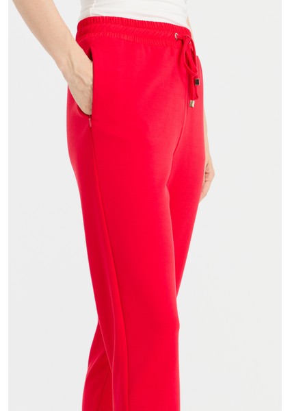 Kadın Beli Bağcıklı Cepli Eşofman Pantolon Kırmızı