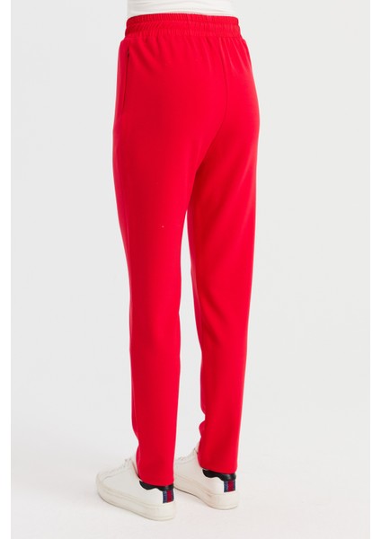 Kadın Beli Bağcıklı Cepli Eşofman Pantolon Kırmızı