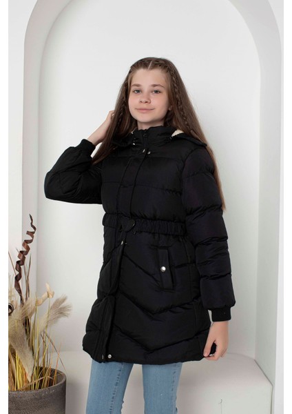 Kapşonlu Içi Yünlü Kız Çocuk Mont modelleri