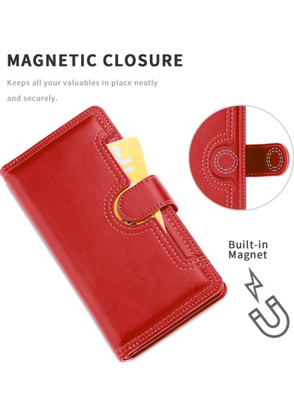 Iphone 12/12 Pro Telefon Kılıfı Anti -Çizgi Anti Şok Geçirmez Çoklu Kart Yuvaları Bölünmüş Deri Telefon Kapağı Telefon Çantası Kılıfı -Red (Yurt Dışından) fiyatları