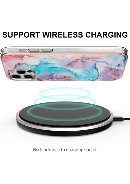 Iphone 12 Pro Max Telefon Kılıfı Için Elektrokaplatma Imd Slim Shockproof Tpu Yumuşak Kauçuk Kapak Milky Yol Mermer Mavi (Yurt Dışından)