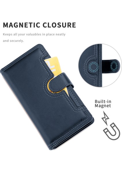 Iphone 12/12 Pro Telefon Kılıfı Anti -Çizgi Anti Şok Geçirmez Çoklu Kart Yuvaları Bölünmüş Deri Telefon Kapağı Telefon Çantası Kılıfı -Blue (Yurt Dışından) fiyatları