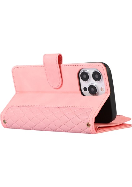 Iphone 12/12 Pro Telefon Kılıfı Zipper Cep Deri Koruyucu Kabuk Cüzdan Stand Telefon Kılıfı 9 Kart Yuvası Golü Altın (Yurt Dışından)