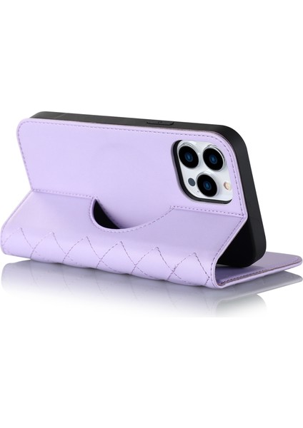 Iphone 12/12 Pro Telefon Kılıfı Manyetik Telefon Kılıfı Pu Deri Kart Tutucu Stand Kapağı Magsafe-Purple ile Uyumlu (Yurt Dışından)