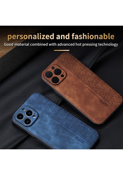 Iphone 12 Pro Için Anti-Çizgi Pu Deri+Tpu Telefon Kapağı Baskılı Desen Cep Telefonu Case-Brown (Yurt Dışından)