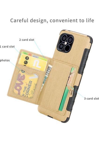 Shouhushen Pu Deri Kaplamalı Pc Tpu Iphone 12 Pro/iphone 12 Için Fırçalı Kapak - Altın (Yurt Dışından) modelleri