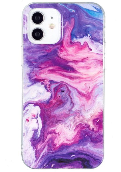Iphone 12/12 Pro Telefon Kılıfı Için Imd Mermer Desen Yumuşak Tpu Koruyucu Kılıf Cep Telefonu Anti-Çizgiye Geri Kapak Kırmızısı (Yurt Dışından)