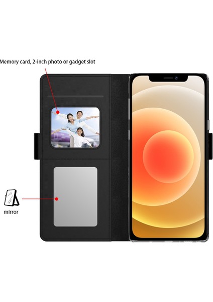 Iphone 12/12 Pro Telefon Kılıfı Şok Geçirmez Telefon Kılıf Makyaj Aynası Manyetik Kapatma Telefon Flip Deri Kapak Kart Yuvaları Black (Yurt Dışından) fırsatları