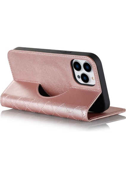 Iphone 12/12 Pro Telefon Kılıfı Manyetik Telefon Kılıfı Pu Deri Kart Tutucu Stand Kapağı Magsafe-Rose Gold ile Uyumlu (Yurt Dışından)