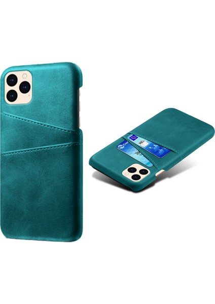 Iphone 12/12 Pro Telefon Kılıfı Pu Deri Kaplamalı Plastik Kılıf Çift Kart Yuvaları Tasarım Ultra Ince Koruyucu Kabuk Yeşil (Yurt Dışından)
