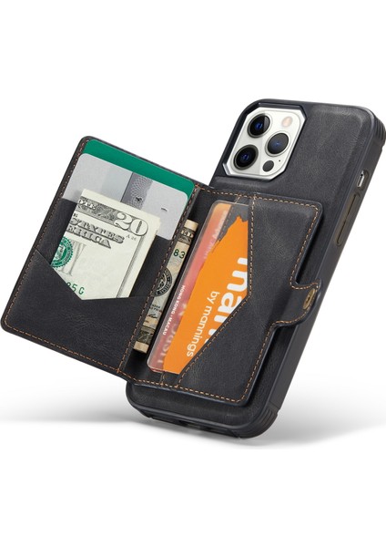 Iphone 12 Pro Max Için Söndürülebilir Manyetik Cüzdan Deri Skin Tpu Kılıfı - Siyah (Yurt Dışından) modelleri
