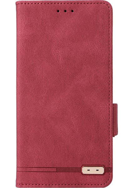 Iphone 12/12 Pro Telefon Kılıfı Donanım Dekoru Pu Deri Telefon Kapağı Manyetik Toka Folyo Flip Stand Cüzdan Case-Rose (Yurt Dışından)