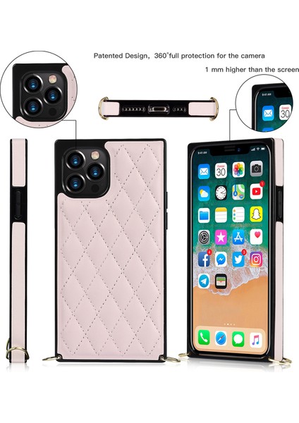 Iphone 12 Pro Max - Pink Için Zincir Kordon Dikişli Eşkenar Dörtgen Şok Geçirmez Koruyucu Telefon Kasası (Yurt Dışından) fırsatları
