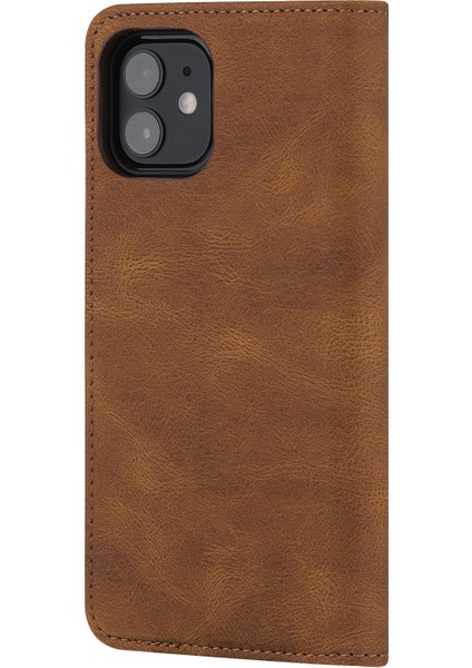 Cilt Touch Manyetik Otomatik Absorbed Hatlar Iphone 12 /12 Pro-Brown Için Cüzdan Deri Telefon Kılıfı (Yurt Dışından)