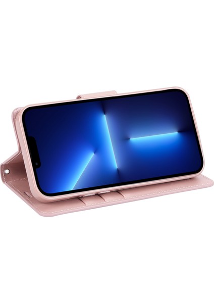 Iphone 12 Pro Max Şok Geçirmez Cep Telefonu Kapağı Katlanabilir Stand Pu Deri Flip Telefon Cüzdan Kılıf Golü Altın (Yurt Dışından)