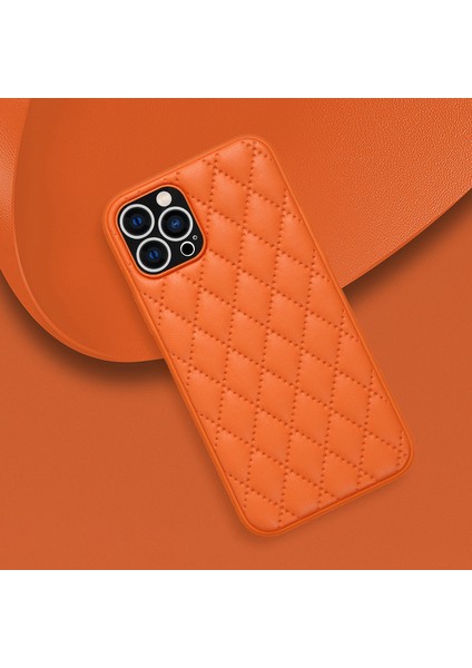 Iphone 12 Pro Max Telefon Kılıfı Geri Kılıf, Rhombus Doku Pu Deri+Tpu Damla Geçirmez Telefon Kapağı Kabuk-Orange (Yurt Dışından) fiyatları