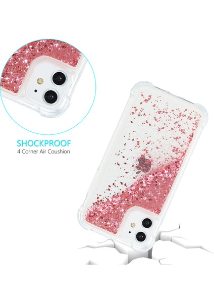 Glitter Powder Quicksand ve Tpu Telefon Kapağı Iphone 12 Pro/iphone 12 - Kırmızı (Yurt Dışından)