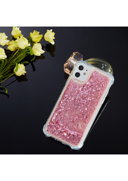 Glitter Powder Quicksand ve Tpu Telefon Kapağı Iphone 12 Pro/iphone 12 - Kırmızı (Yurt Dışından)