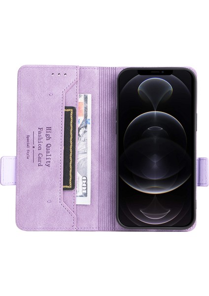 Iphone 12/12 Pro Telefon Kılıfı Donanım Dekoru Pu Deri Telefon Kapağı Manyetik Toka Folyo Flip Stand Cüzdan Kılıf Durumu (Yurt Dışından)
