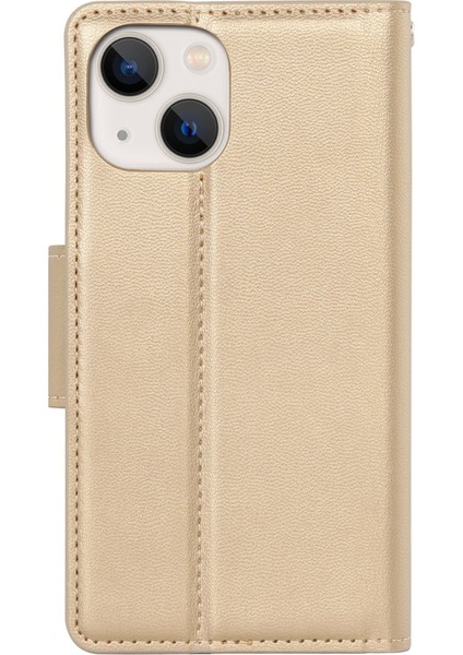 Iphone 12/12 Pro Stand Phone Case Pu Derisi+Tpu Çizilmeye Dayanıklı Cüzdan Kapağı-Altın (Yurt Dışından)