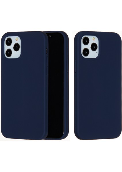 Iphone 12 Pro Max Için 6.7 Inç Sıvı Silikon Yumuşak Cep Telefonu Kapak Akıllı Telefon Kılıfı - Lacivert (Yurt Dışından)