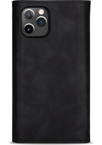 Iphone 12 Pro/12 Için Fermuar Kayışı ile Deri Kapak - Siyah (Yurt Dışından)