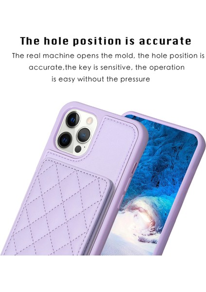 Iphone 12 Pro Maks Kart Yuvaları Için Kickstand Telefon Anti-Çizelge Kılıfı Deri Kaplamalı Tpu Kapak Morası (Yurt Dışından)