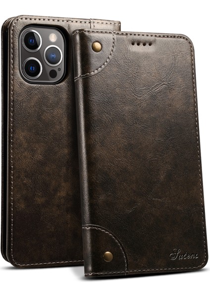 Iphone 12/12 Pro Telefon Kılıfı Için Basit Stil Güçlü Otomatik Ahmed Pu Deri+Tpu Kasa Cüzdan Stand Şok Geçirmez Telefon Kabuğu -Black (Yurt Dışından)