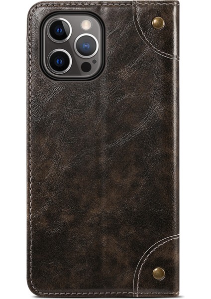 Iphone 12/12 Pro Telefon Kılıfı Için Basit Stil Güçlü Otomatik Ahmed Pu Deri+Tpu Kasa Cüzdan Stand Şok Geçirmez Telefon Kabuğu -Black (Yurt Dışından)
