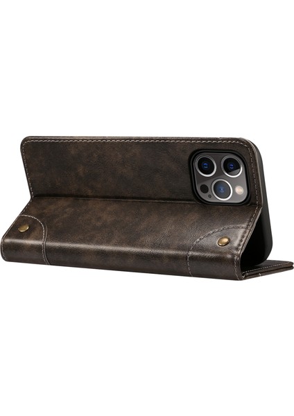 Iphone 12/12 Pro Telefon Kılıfı Için Basit Stil Güçlü Otomatik Ahmed Pu Deri+Tpu Kasa Cüzdan Stand Şok Geçirmez Telefon Kabuğu -Black (Yurt Dışından)
