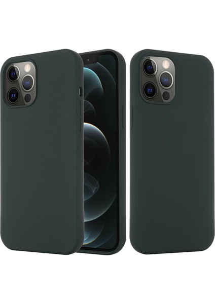Manyetik Emilim Sıvı Silikon Cep Telefonu Kapağı iPhone 12 Pro Max Manyetik-Dark Yeşil (Yurt Dışından)