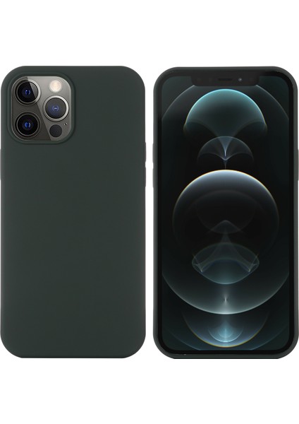 Manyetik Emilim Sıvı Silikon Cep Telefonu Kapağı iPhone 12 Pro Max Manyetik-Dark Yeşil (Yurt Dışından)