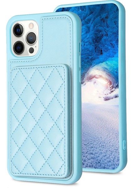 Iphone 12 Pro Maks Kart Yuvaları Için Kickstand Telefon Anti-Çizelge Kılıfı Deri Kaplamalı Tpu Kapak Mavisi (Yurt Dışından) fiyatları