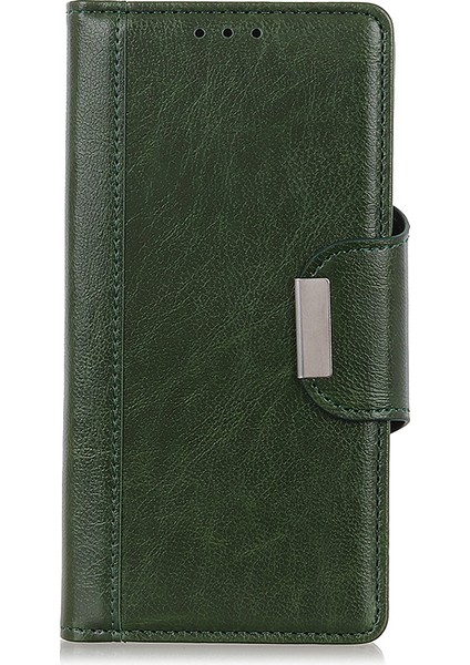Iphone 12 Pro/12 Için Cowhide Doku Pu Deri Cüzdan Kılıfı - Yeşil (Yurt Dışından)