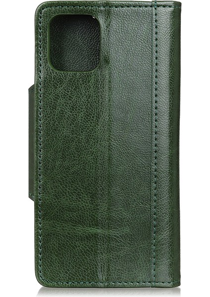 Iphone 12 Pro/12 Için Cowhide Doku Pu Deri Cüzdan Kılıfı - Yeşil (Yurt Dışından)