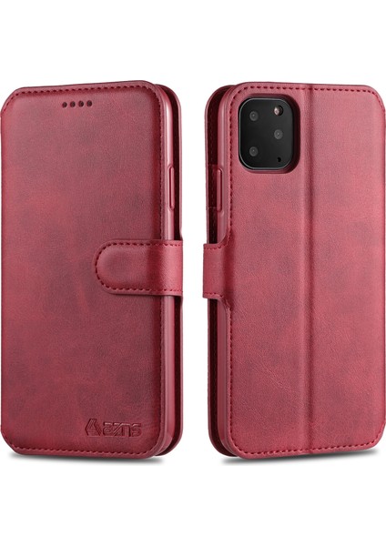 Iphone 12 Pro/iphone 12 Için Cüzdan Deri Stand Kılıfı - Kırmızı (Yurt Dışından)
