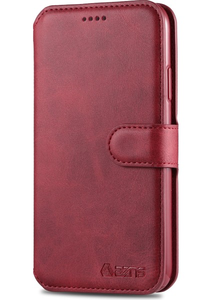 Iphone 12 Pro/iphone 12 Için Cüzdan Deri Stand Kılıfı - Kırmızı (Yurt Dışından) modelleri