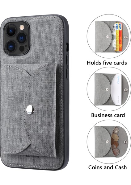 Iphone 12 Pro Maks Deri Kaplamalı Tpu Telefon Kılıfı Kart Tutucu Grey ile Hareketli Manyetik Emilim Arka Kapak (Yurt Dışından) fırsatları