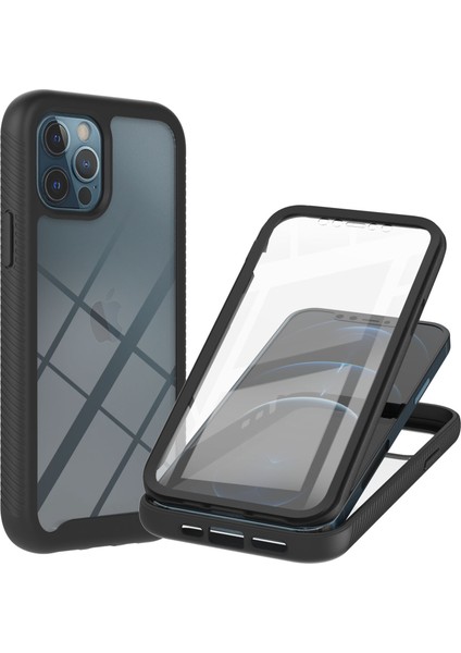 Iphone 12/12 Pro - Siyah Için Pet Ekran Koruyucu ile Tam Kapsama Pc+Tpu Telefon Koruma Kılıfı (Yurt Dışından)