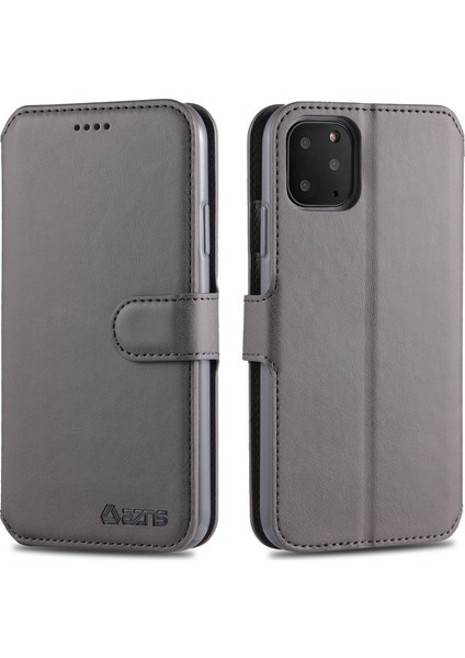 Iphone 12 Pro/iphone 12 Için Cüzdan Deri Stand Kılıfı - Gri (Yurt Dışından)