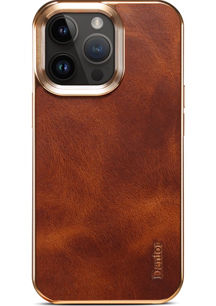 Iphone 12/12 Pro Telefon Kılıfı Için Mumsu Dokulu Elektraplatma Kılıfı Orijinal Inek Deri+Pu Deri+Pc Telefon Kapak-Kahverengi (Yurt Dışından)