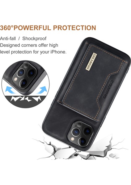 Kickstand Tasarım Manyetik Tri Katlı Cüzdan iPhone 12 Pro Max 6.7 Inç-Siyah Için Deri Telefon Kasası Kabuğu (Yurt Dışından) fırsatları
