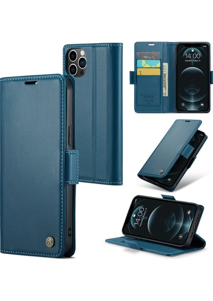 Iphone 12 Pro Max Telefon Kılıfı Şok Geçirmez Kılıf Pu Deri Flip Cover Rfıd Blowıng Cül Çeşitli Telefon Kasası Bulu (Yurt Dışından)