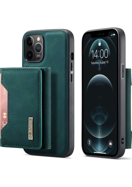 Iphone 12 /12 Pro - Green Için Kickstand ile Seri Pu Deri Manyetik Üçlü Çıkar Cüzdan Telefon Kılıfı (Yurt Dışından)