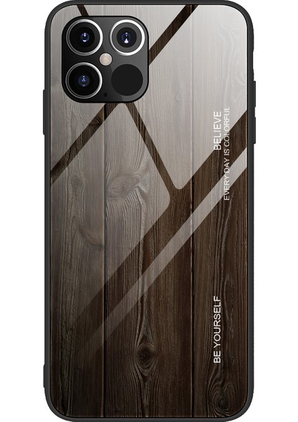 Ahşap Cilt Tpu+Iphone 12 Için Temperli Cam Kabuk/12 - Siyah (Yurt Dışından)