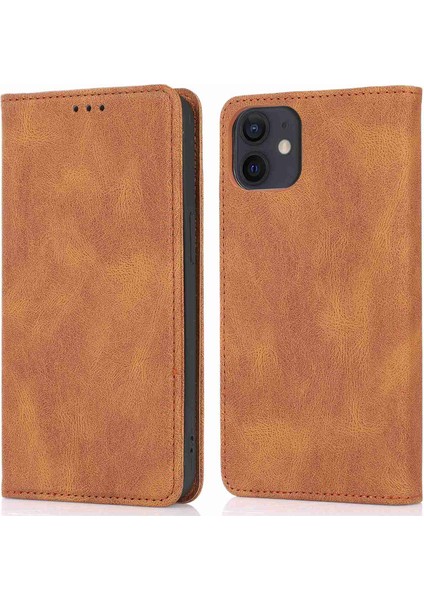 Iphone 12/12 Pro Telefon Kılıfı Önleme Önleme Pu Deri Cep Telefon Kılıfı Güçlü Manyetik Adsorpsiyon Flip Stand Cüzdan Telefon Kablosu (Yurt Dışından)