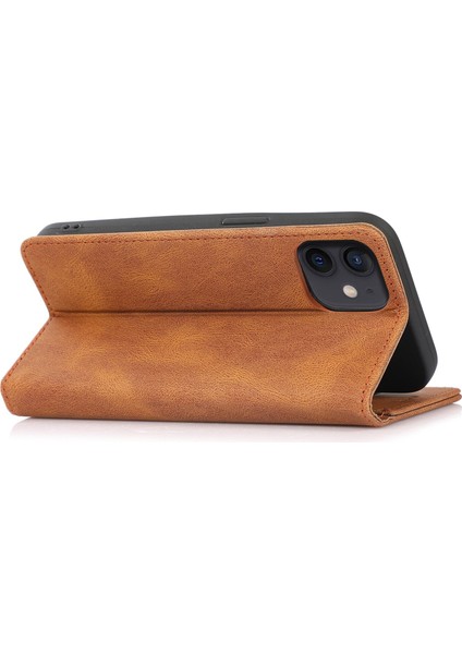 Iphone 12/12 Pro Telefon Kılıfı Önleme Önleme Pu Deri Cep Telefon Kılıfı Güçlü Manyetik Adsorpsiyon Flip Stand Cüzdan Telefon Kablosu (Yurt Dışından)