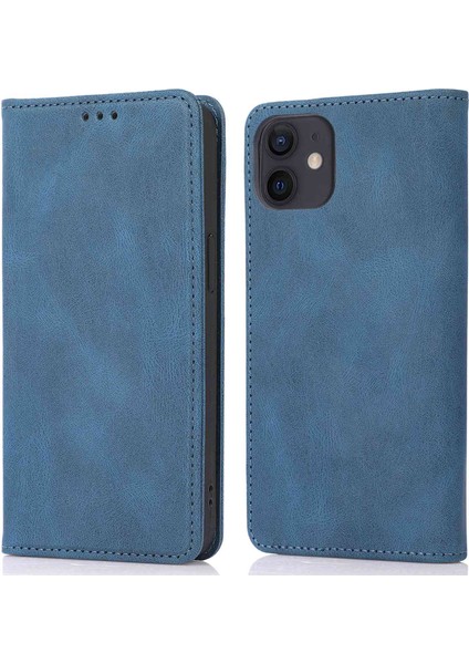 Iphone 12/12 Pro Telefon Kılıfı Önleme Önleme Pu Deri Cep Telefon Kılıfı Güçlü Manyetik Adsorpsiyon Flip Stand Cüzdan Telefon Kabuk Mavisi (Yurt Dışından)